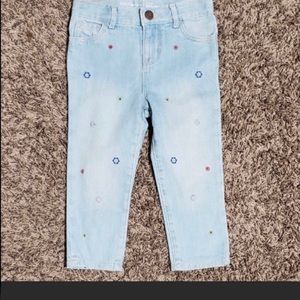 Baby Gap Light Blue Straight Leg Embroidered Floral Denim Jeans Girls Sz 3 Years